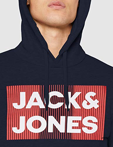 Jack&Jones JJECORP Logo Sweat Hood Noos Sudadera con Capucha, Navy Blazer/Detail:Play - REG, Large para Hombre