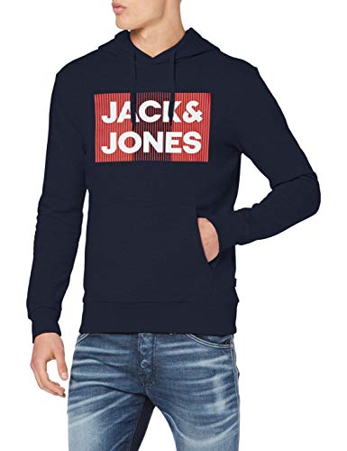 Jack&Jones JJECORP Logo Sweat Hood Noos Sudadera con Capucha, Navy Blazer/Detail:Play - REG, Large para Hombre