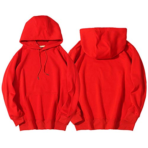 Jamron Unisex Mujer Hombre Algodón Simples Sudaderas con Capucha Casual Pulóver Jerséis Rojo SN07738 XL