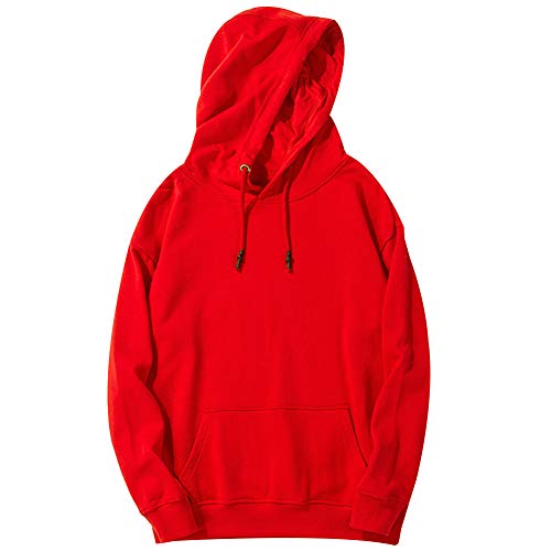 Jamron Unisex Mujer Hombre Algodón Simples Sudaderas con Capucha Casual Pulóver Jerséis Rojo SN07738 XL