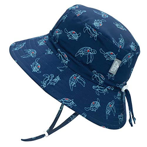 Jan & Jul Toddler Sun-Hat with UV Protection for Boys Girls, Adjustable Size (M: 6-24 Months, Turtle)