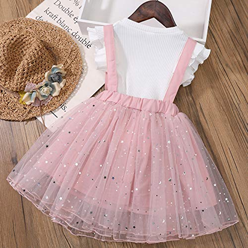 Janly Clearance Sale Conjunto de vestido y falda para niñas de 0 a 6 años, para bebés y niñas de 4 a 5 años de invierno y Navidad (rosa)