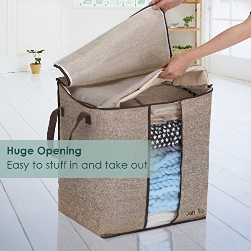 Janolia Caja para Armario, 67L Bolsa de ALmacenamiento, Bolsa Plegable, para Vestidos y Frazada con Gran Volumen y Buena Calidad, Bolsa Plegable de Fibras de Carbón Activo