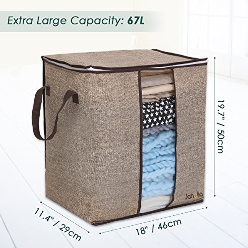 Janolia Caja para Armario, 67L Bolsa de ALmacenamiento, Bolsa Plegable, para Vestidos y Frazada con Gran Volumen y Buena Calidad, Bolsa Plegable de Fibras de Carbón Activo