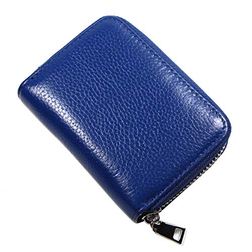 JDG Bolso De Tarjeta Monedero Monedero Femenino RFID Anti-Scan Cripper Tarjeta De Hombre Conjunto De Documentos (Color : Blue, Size : 11 * 2 * 8cm)
