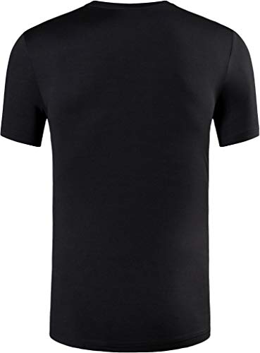jeansian Hombre Camisetas Deportivas Wicking Quick Dry tee T-Shirt Sport TopsLSL249 Black L