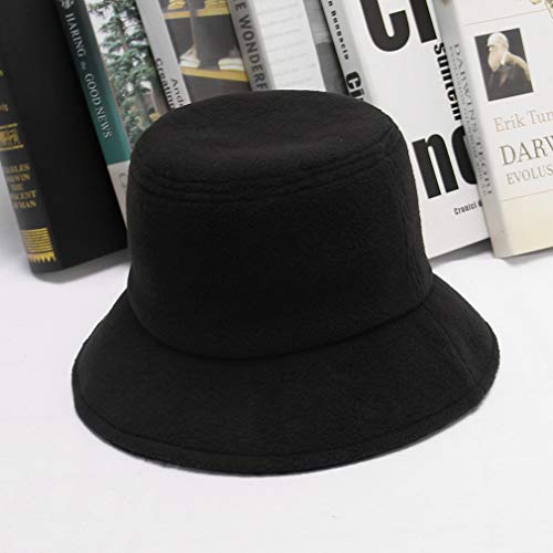 Jelord - Sombrero de Pescador Plegable Bucket Hat Al Aire Libre Gorro Pescador Mujer Cálido para Otoño Invierno de Tela Felpa Unisex 54-57 cm