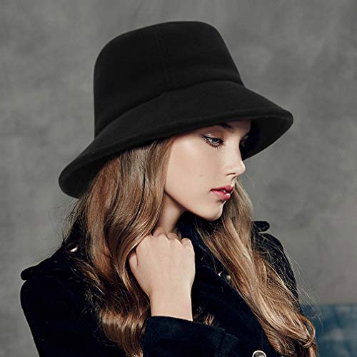 Jelord - Sombrero de Pescador Plegable Bucket Hat Al Aire Libre Gorro Pescador Mujer Cálido para Otoño Invierno de Tela Felpa Unisex 54-57 cm