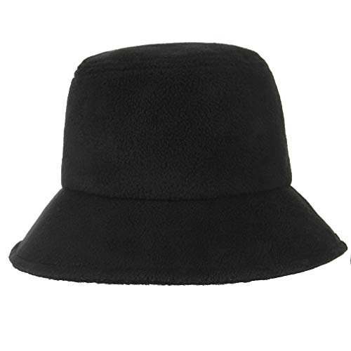 Jelord - Sombrero de Pescador Plegable Bucket Hat Al Aire Libre Gorro Pescador Mujer Cálido para Otoño Invierno de Tela Felpa Unisex 54-57 cm