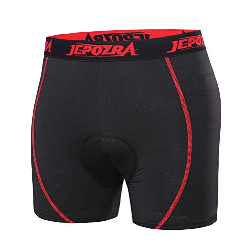 JEPOZRA Ciclismo Pantalones Cortos de Bicicleta 4D Gel de sílice Acolchado Ciclismo Calzoncillos Ropa Interior de Bicicleta MTB Bicicleta Pantalones Cortos(4D, XXL)… (L, Rojo 1)