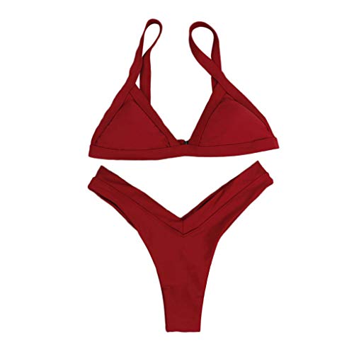 JERFER Ropa de Playa Mujer Bandeau Vendaje Conjunto Bikini Hacer Subir Traje de Baño Brasileño Swimsuit