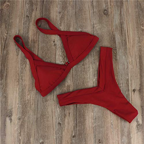 JERFER Ropa de Playa Mujer Bandeau Vendaje Conjunto Bikini Hacer Subir Traje de Baño Brasileño Swimsuit