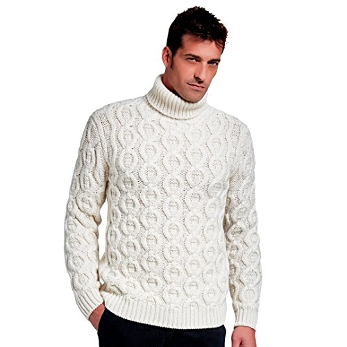 Jersèy Cuello Alto para Hombre in Cashmere - Lana Merino Color Blanco, tamaño L