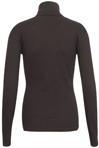 Jersey de cuello alto para mujer, acanalado, manga larga Marrón marrón oscuro 36-38