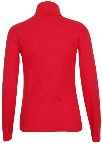 Jersey de cuello alto para mujer, acanalado, manga larga Rojo rosso 40-42
