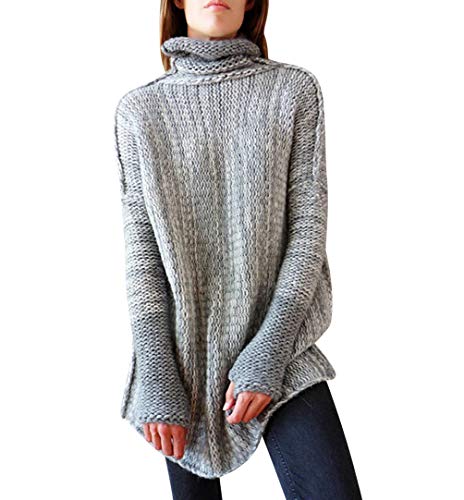 Jersey Largo Mujer Oversize Jerseys de Punto Cuello Vuelto Mujer Largos Grueso Sueter Vestido Jersey Señora Gordos Ancho Invierno Sweaters Sweater Tejido Jerséis Mujer Suéter Jerséy Sueteres Tejidos