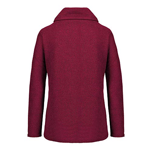 Jerseys De Punto para Mujer Cuello de Tortuga Manga Larga Suelto Prendas de Punto Suéter Irregular Jerséis Collar de la Pila Tops Cálido Otoño Invierno riou (z-Wine Red, L)