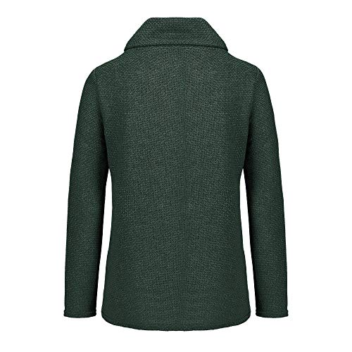 Jerseys De Punto para Mujer Cuello de Tortuga Manga Larga Suelto Prendas de Punto Suéter Irregular Jerséis Collar de la Pila Tops Cálido Otoño Invierno riou (z-Green, S)