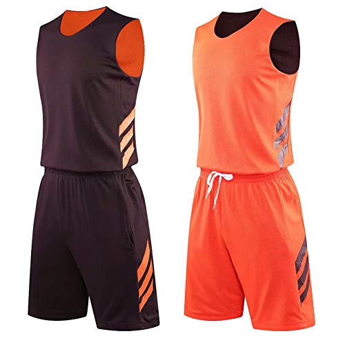 Jerseys y Pantalones Cortos de Baloncesto Juvenil permanecen Secos en Varios Juegos de Pelota Brown/Orange-XXXL