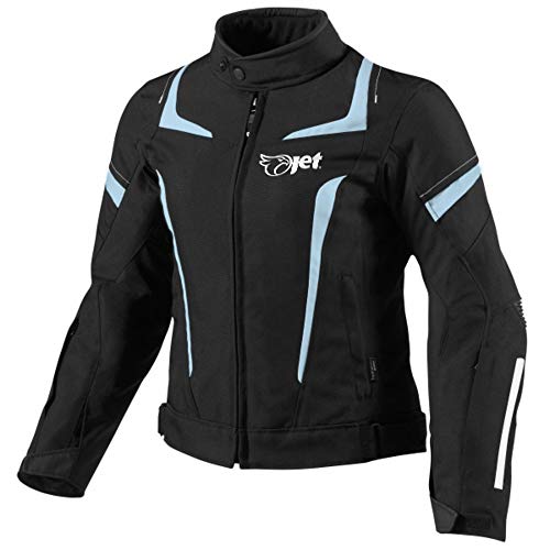 JET Chaqueta Moto Mujer Textil Impermeable con Armadura (M (ES 38-40), Azul)