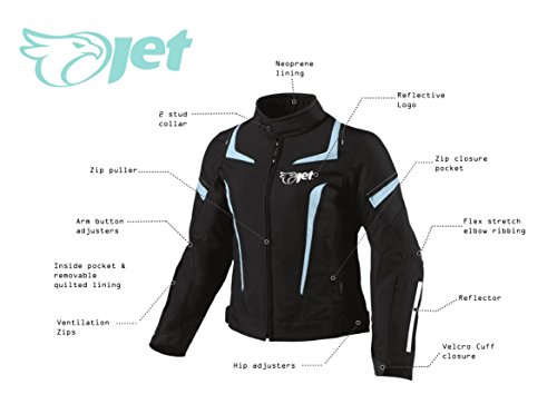 JET Chaqueta Moto Mujer Textil Impermeable con Armadura (M (ES 38-40), Azul)