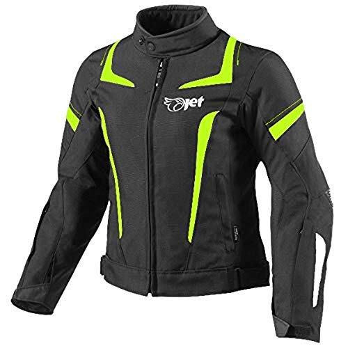 JET Chaqueta Moto Mujer Textil Impermeable con Armadura (M (ES 38-40), Fluro)