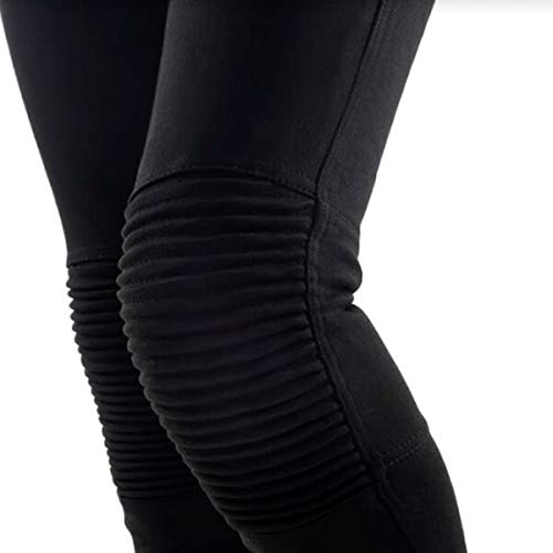 JET Pantalones Moto Motocicleta Mujer Legging Refuerzo de Aramida Kevlar Corte Delgado Ultra Estiramiento Protectores de cadera y rodilla LUNA (EU 44 - Largo, Negro)