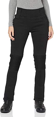 JET Pantalones Moto Motocicleta Mujer Legging Refuerzo de Aramida Kevlar Corte Delgado Ultra Estiramiento Protectores de cadera y rodilla LUNA (EU 44 - Largo, Negro)