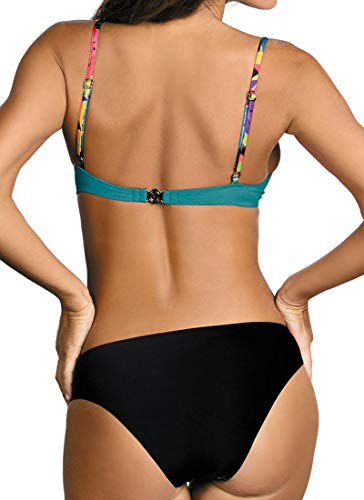 JFAN Conjuntos De Bikini Sexy Mujer Trajes De Baño Bañador Traje de Baño Acolchado con Aros Traje de Baño Floral de Colores Dulces