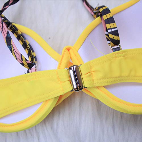 JFAN Conjuntos De Bikini Sexy Mujer Trajes De Baño Bañador Traje de Baño Acolchado con Aros Traje de Baño Floral de Colores Dulces