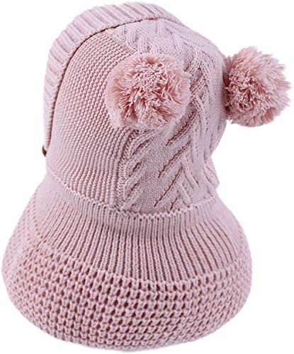 JFAN Gorro de Bebé Niña Invierno Sombrero con Double Cable pompón Bufanda con botón Caliente de Bebé Oso Lindo Niño Orejera Beanie Tejido Gorro de Punto Caliente Capucha Bufanda Caps Sombrero