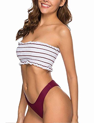JFAN Mujer Bikini Bandeau de Rayas Bralette Traje de Baño de Tubo Brasileños Bañador Ropa de Bano