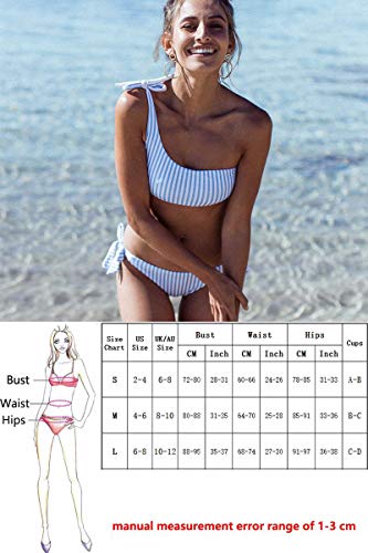 JFAN Mujer Conjuntos de Bikini Rayas con Un Hombro Traje de Baño Estampado Anudado Tiras Tanga Braga Bikini Lado Anudado Bañador Atractivo de Dos Piezas