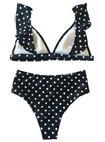 JFAN Mujer Traje de Baño Bikini Punto de Onda Ruffle Conjunto de Bikini de Playa Acolchado Bañador