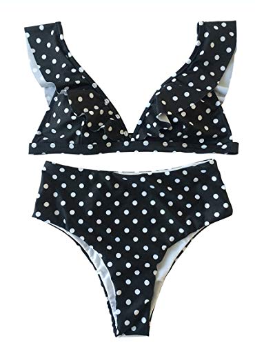 JFAN Mujer Traje de Baño Bikini Punto de Onda Ruffle Conjunto de Bikini de Playa Acolchado Bañador