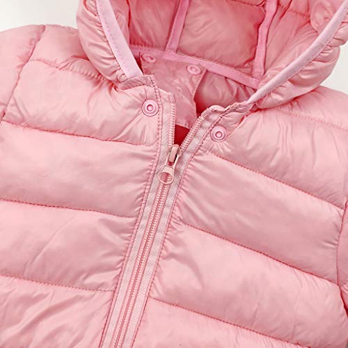 JiAmy Bebé Chaqueta Invierno Abrigo con Capucha Ligero Trajes Ropa de Calle Acolchado Rosa 6-12 Meses