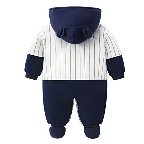 JiAmy Bebé Niños Mameluco con Botines Ropa de Invierno Fleece Traje de Nieve con Capucha Trajes Raya 6-9 Meses
