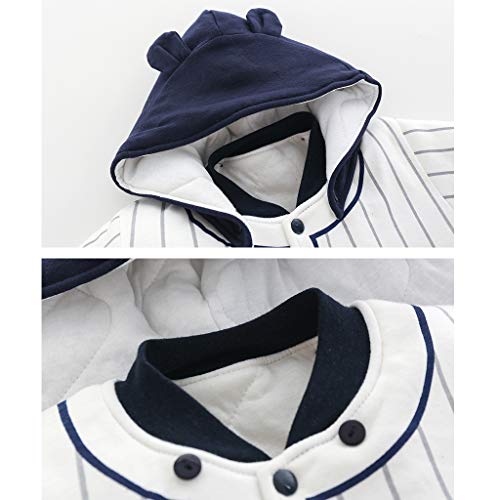 JiAmy Bebé Niños Mameluco con Botines Ropa de Invierno Fleece Traje de Nieve con Capucha Trajes Raya 6-9 Meses