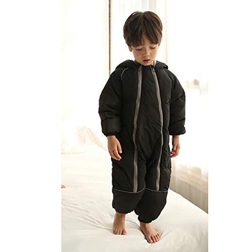 JiAmy Bebé Traje de Nieve Mameluco Invierno Capucha Mono Niños Niñas Infantil Esquí Pelele Grueso Trajes Negro 24-30 Meses