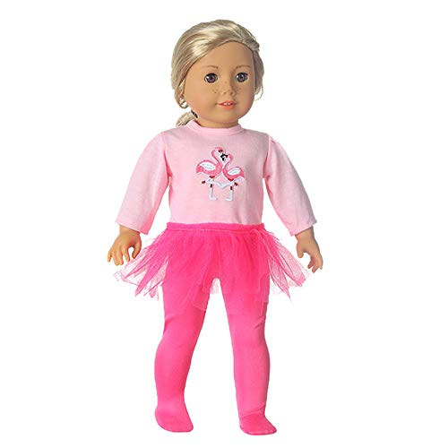 Jilibaba Ropa de muñeca, Traje de Falda con patrón de Flamenco, Accesorios para Disfraces, Regalo para niños, Juguete para muñecas American Girl de 18 Pulgadas / 46 cm, Rosa
