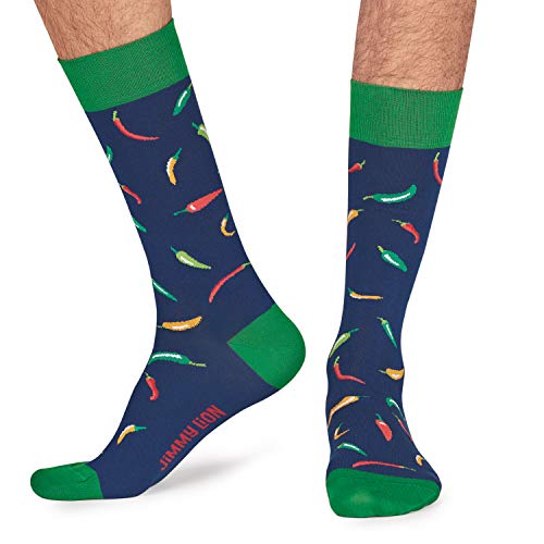 Jimmy Lion Calcetines Chillies en color Azul, fabricados en algodón peinado.Talla :41-46 en media caña.