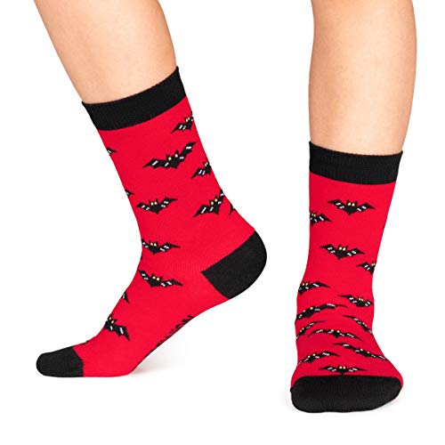 Jimmy Lion Calcetines Kids Bats - Rojo niños. Talla 31-35. Fabricados en algodón peinado.