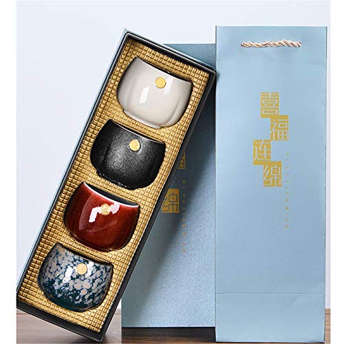 JIN GUI Caja de Regalo Sixi Cup con Juego de Tazas maestras, Taza de té pequeña cambiada al Horno, Taza de té de una Sola Taza, Juego de té de Kung fu casero, como la Mejor opción para Regalos