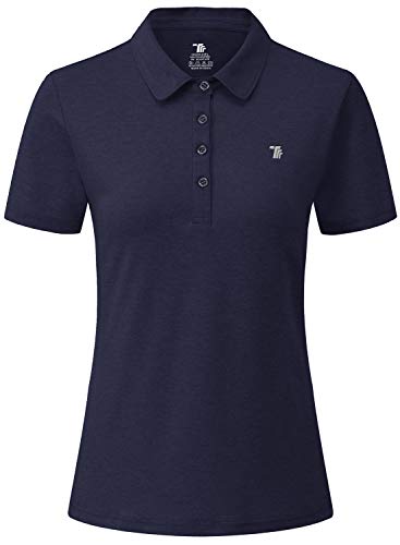 JINSHI Polo de Manga Corta Camisa de Golf para Mujer Azul Marino XL
