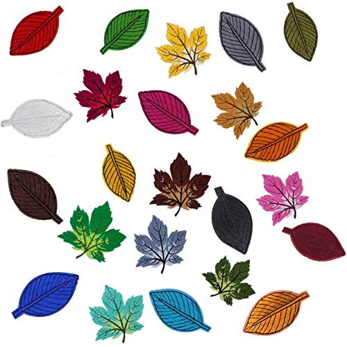 Jixista Parche Bordado Parches Termoadhesivos para Ropa Coser Parche de Hoja de Arce Insignia Bordado Parches de Planchado para Procesamiento o Reparación DIY Camiseta Jeans Ropa Bolsas 21PCS