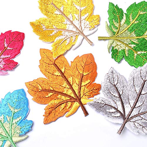 Jixista Parche Bordado Parches Termoadhesivos para Ropa Coser Parche de Hoja de Arce Insignia Bordado Parches de Planchado para Procesamiento o Reparación DIY Camiseta Jeans Ropa Bolsas 21PCS