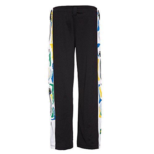 JL Sport Pantalones Auténtica Brasileña Capoeira Artes Marciales para Chicos (Negro con Berimbau Imprimir A Lo Largo De Bein) - 9-10