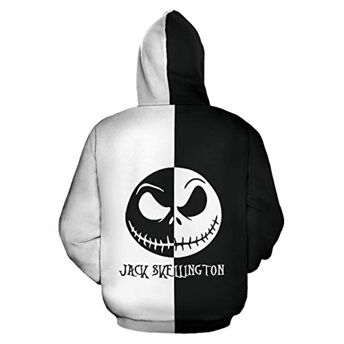 JLDJWSJD Jack Skellington Hombres Sudadera con Capucha Primavera Invierno Adolescentes Camiseta de Pesadilla Antes de Navidad con Capucha S