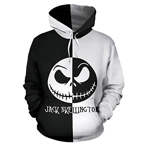 JLDJWSJD Jack Skellington Hombres Sudadera con Capucha Primavera Invierno Adolescentes Camiseta de Pesadilla Antes de Navidad con Capucha S