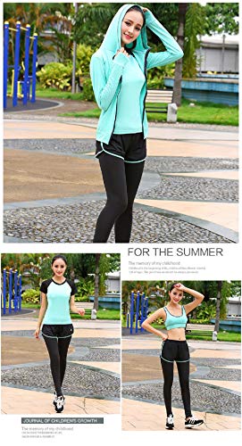 JLTPH Mujer Conjuntos Deportivos 5 Piezas Chándales Ropa de Correr Yoga Fitness Tenis Suave Transpirable Cómodo Conjunto de Entrenamiento Ropa Deportiva